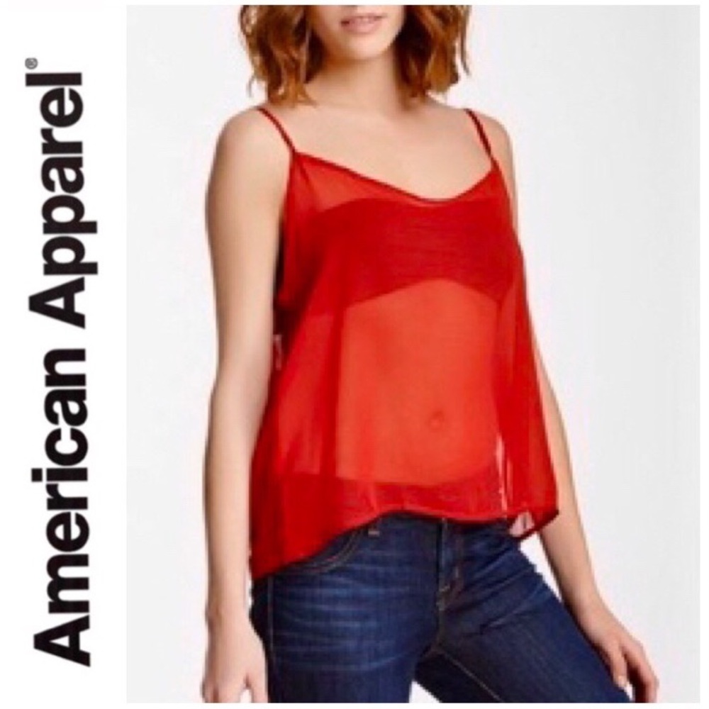 American Apparel Chiffon Camisole in Sheer Red